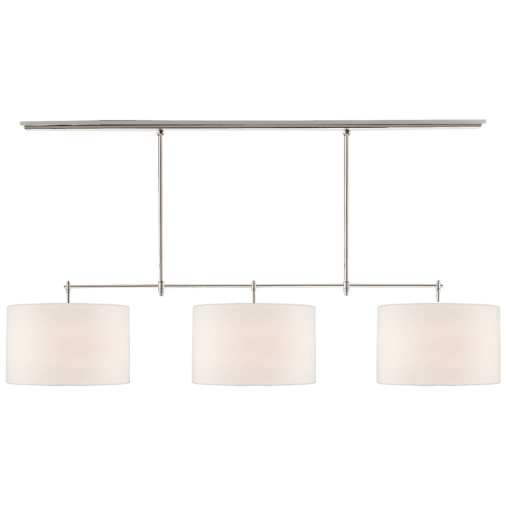 Bryant Large Billiard in Polished Nickel with Linen Shades