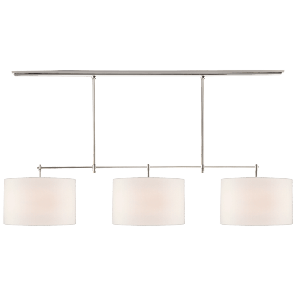 Bryant Large Billiard in Polished Nickel with Linen Shades