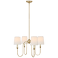 Vendome Small Chandelier in Hand-Rubbed Antique Brass with Linen Shades