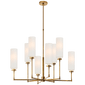 Ziyi Large Chandelier in Hand-Rubbed Antique Brass with Linen Shades