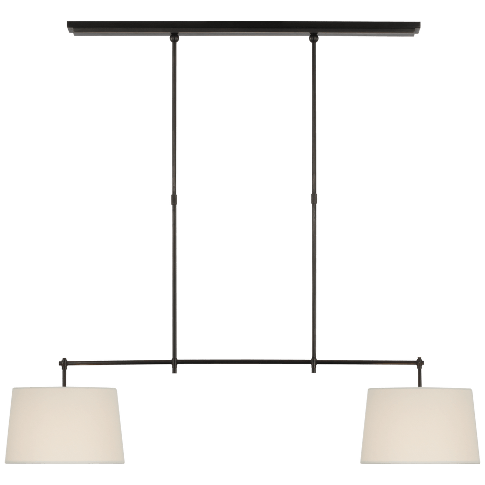 Bryant Medium Billiard in Bronze with Linen Shades