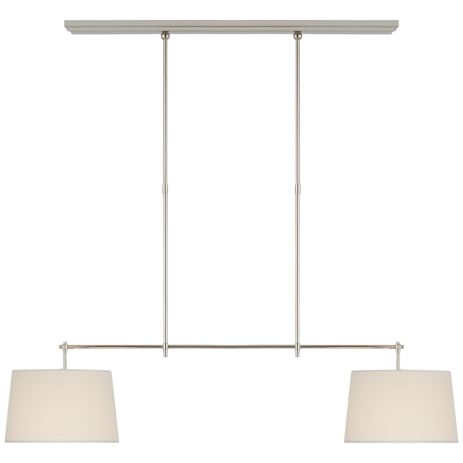 Bryant Medium Billiard in Polished Nickel with Linen Shades