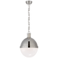 Hicks Large Pendant in Polished Nickel with White Glass