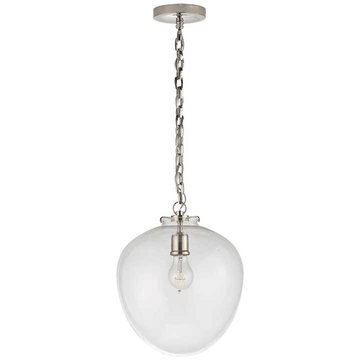Katie Acorn Pendant in Polished Nickel with Clear Glass