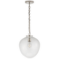 Katie Acorn Pendant in Polished Nickel with Clear Glass
