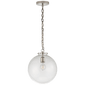 Katie Globe Pendant in Polished Nickel with Clear Glass