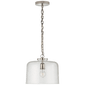 Katie Dome Pendant in Polished Nickel with Seeded Glass