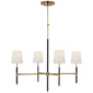 Bryant Large Wrapped Chandelier in Hand-Rubbed Antique Brass and Chocolate Leather with Linen Shades