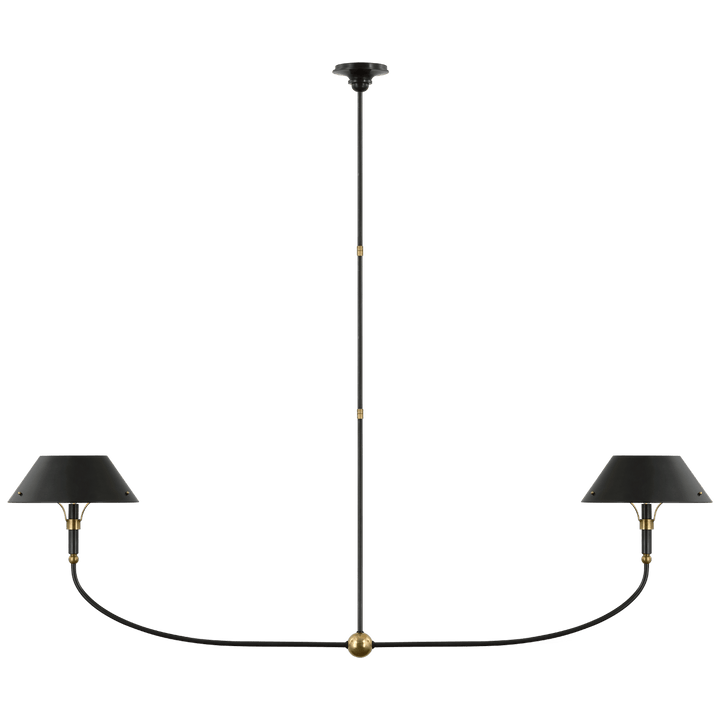 Turlington XL Linear Chandelier in Bronze and Hand-Rubbed Antique Brass with Bronze Shade