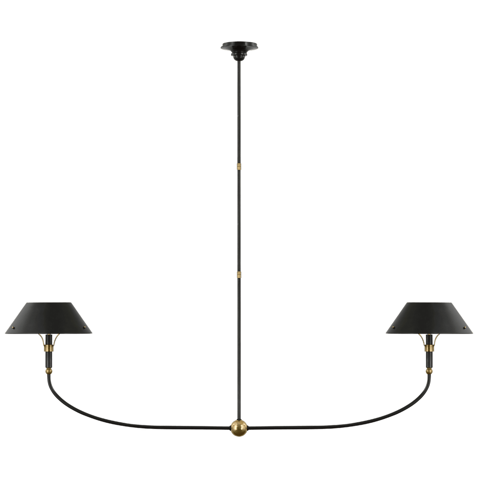 Turlington XL Linear Chandelier in Bronze and Hand-Rubbed Antique Brass with Bronze Shade