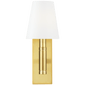 Beckham Classic Rectangular Sconce in Burnished Brass with White Glass
