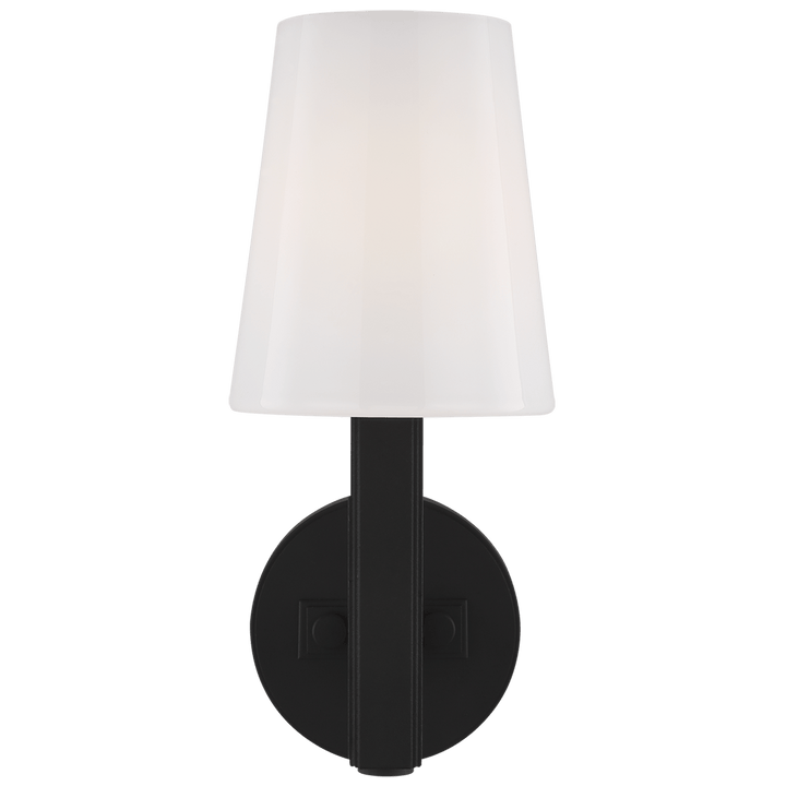 Logan Sconce in Aged Iron with White Glass