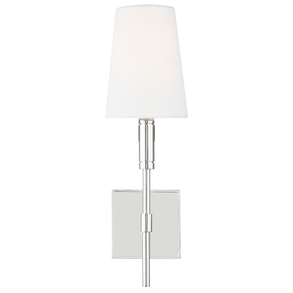 Beckham Classic Sconce in Polished Nickel with Linen Shade