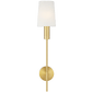 Beckham Modern Sconce in Burnished Brass with Linen Shade