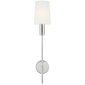 Beckham Modern Sconce in Polished Nickel with Linen Shade