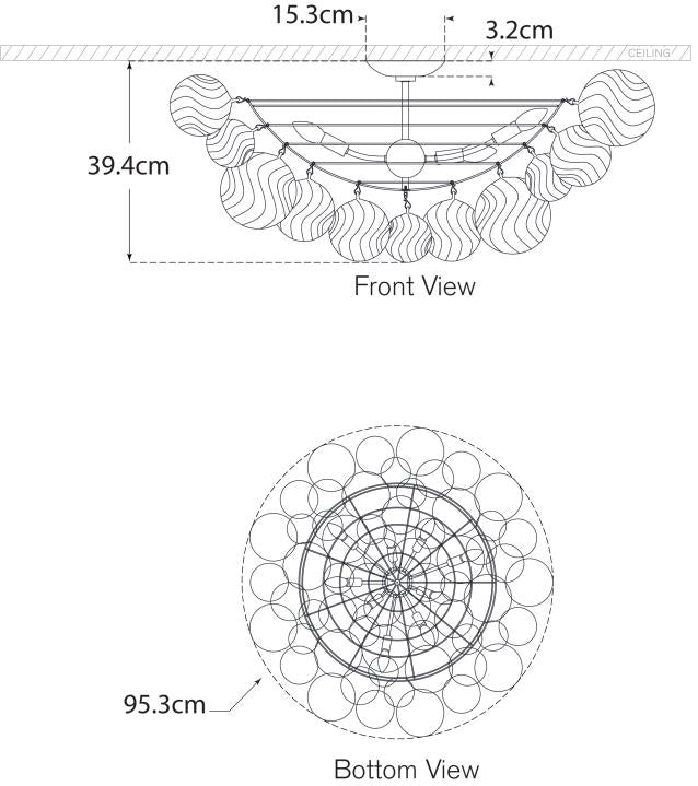 Talia 38" Flush Mount Креслення