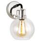 Clara Single Sconce in Polished Nickel/Textured Black with Seeded Glass
