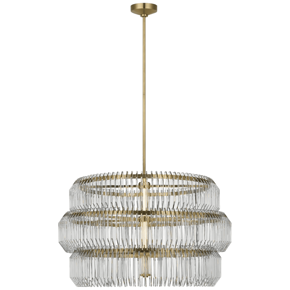 Killarney 32" Layered Drum Chandelier, a premium Chandelier light by Visual Comfort & Co. Close - up image of its design.