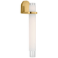 Arena 20" Sconce in Hand-Rubbed Antique Brass with White Ribbed Glass