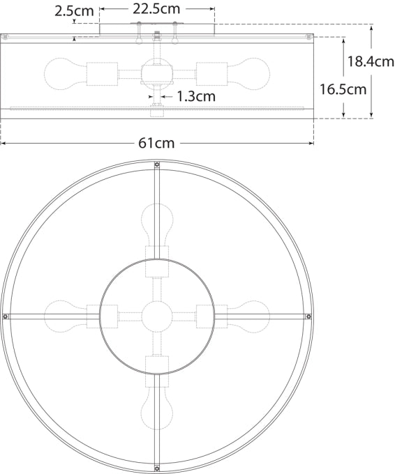 Стельовий світильник Walker Large Flush Mount Креслення