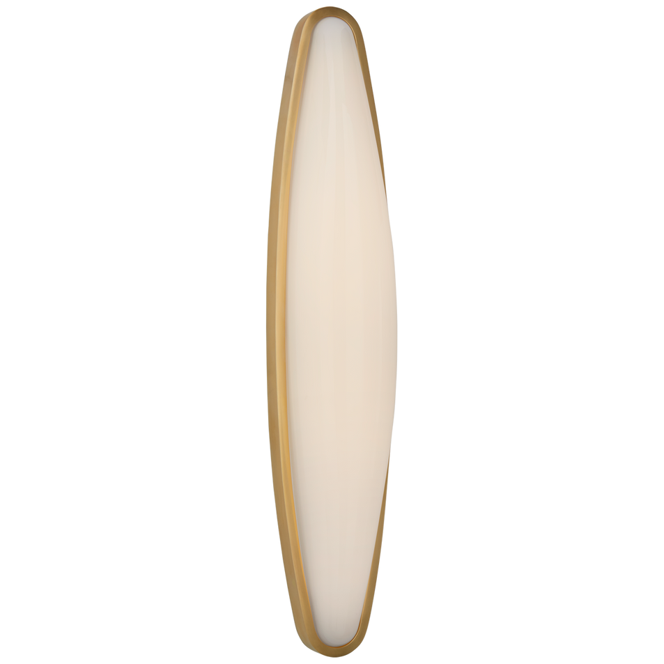 Ezra Large Bath Sconce in Hand-Rubbed Antique Brass with White Glass