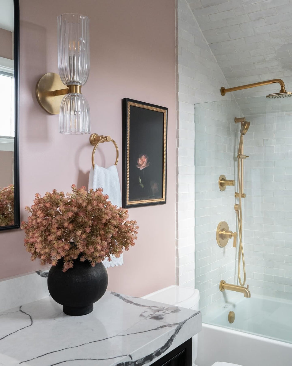 Asalea 16" Double Bath Sconce, a premium Bath light by Visual Comfort & Co. Close - up image of its design.