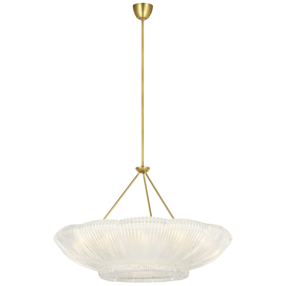 Claude 39" Chandelier in Hand-Rubbed Antique Brass with Clear Graniglia Glass