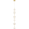 Petaluma 7" Cascading Pendant in Soft Lacquered Brass with Etched and Clear Glass Flowers