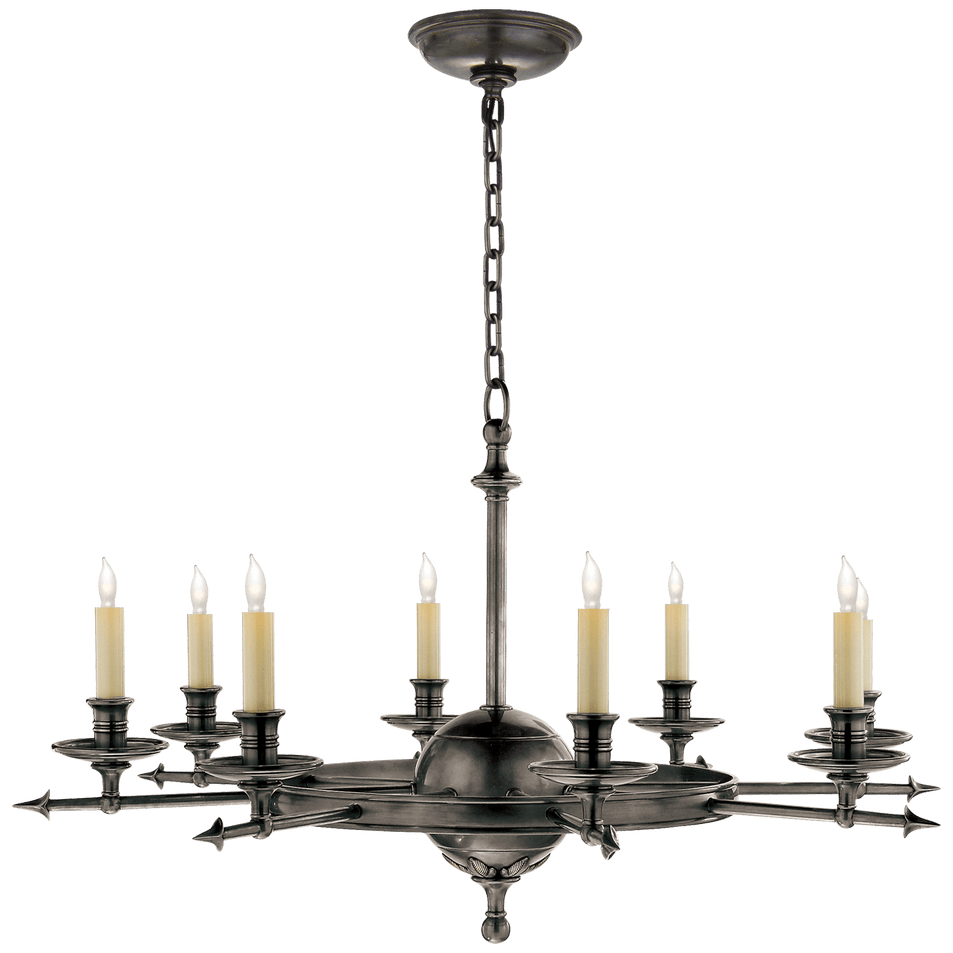 Leaf and Arrow Large Chandelier, a premium Chandelier light by Visual Comfort & Co. Close - up image of its design.