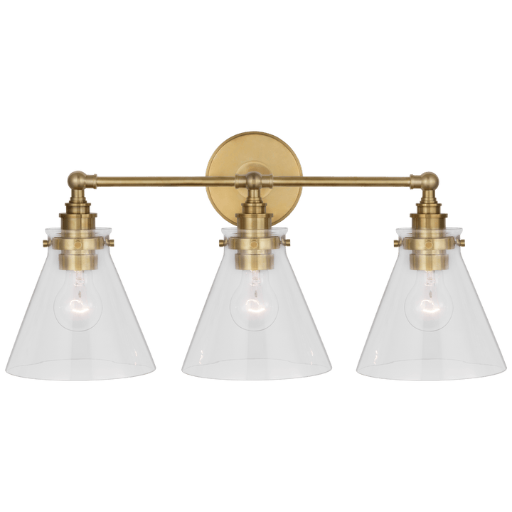 Parkington 24" Three Light Bath Bar, a premium Bath light by Visual Comfort & Co. Close - up image of its design.