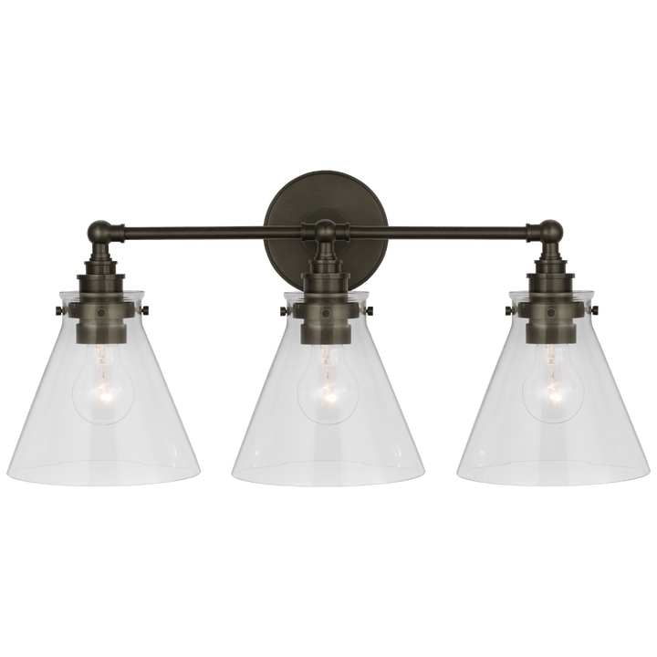 Parkington 24" Three Light Bath Bar, a premium Bath light by Visual Comfort & Co. Close - up image of its design.