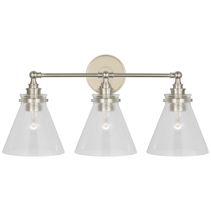 Parkington 24" Three Light Bath Bar, a premium Bath light by Visual Comfort & Co. Close - up image of its design.