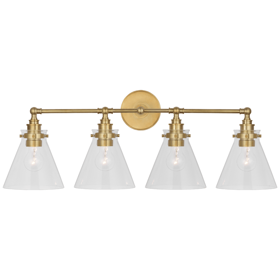 Parkington 32" Four Light Bath Bar, a premium Bath light by Visual Comfort & Co. Close - up image of its design.