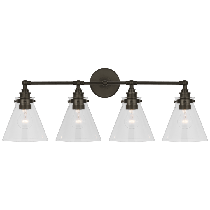 Parkington 32" Four Light Bath Bar, a premium Bath light by Visual Comfort & Co. Close - up image of its design.