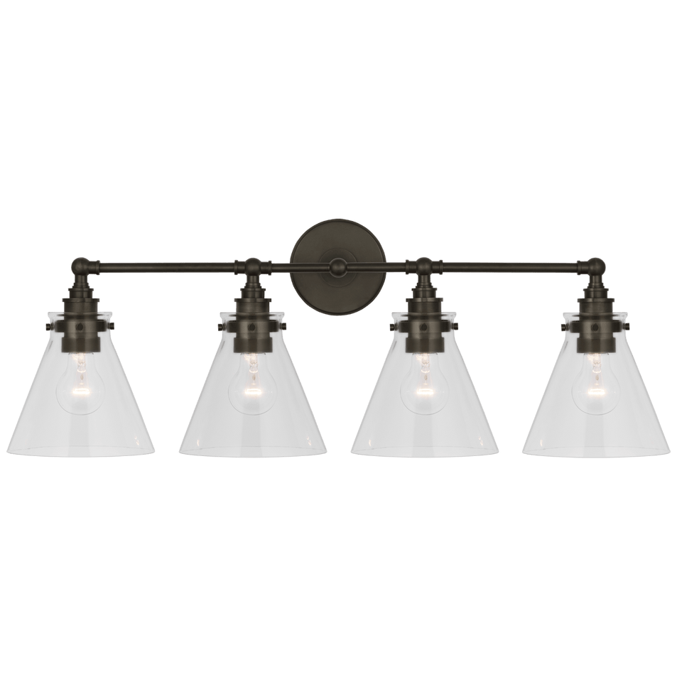 Parkington 32" Four Light Bath Bar, a premium Bath light by Visual Comfort & Co. Close - up image of its design.
