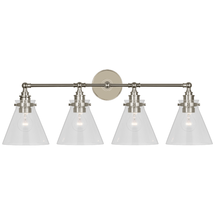 Parkington 32" Four Light Bath Bar, a premium Bath light by Visual Comfort & Co. Close - up image of its design.