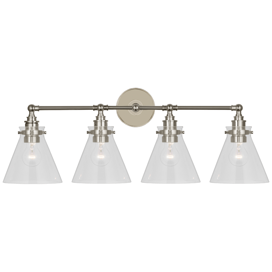 Parkington 32" Four Light Bath Bar, a premium Bath light by Visual Comfort & Co. Close - up image of its design.