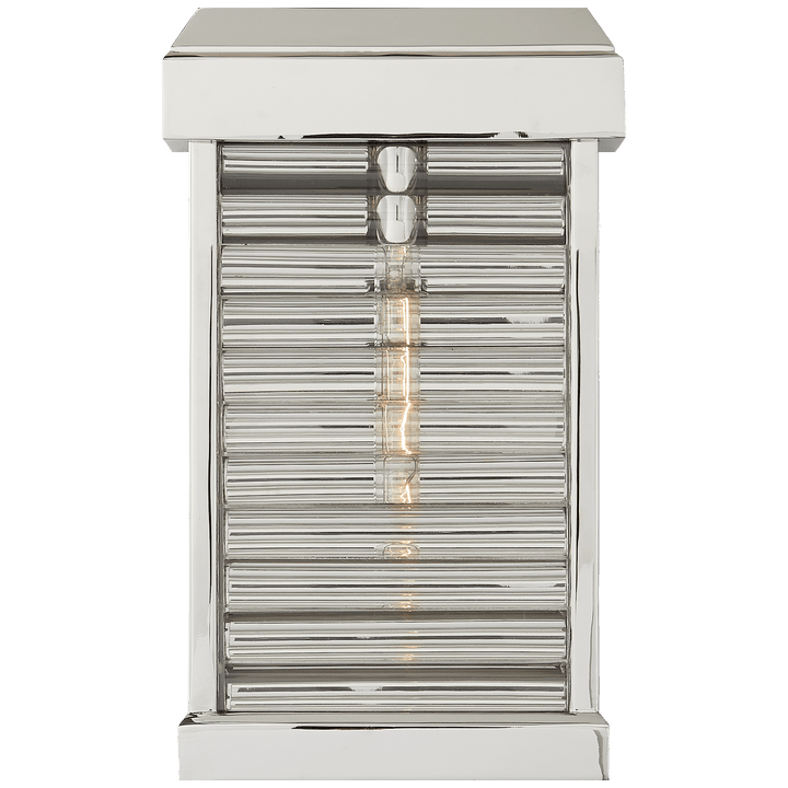 Dunmore Small Curved Glass Louver Sconce, a premium Wall light by Visual Comfort & Co. Close - up image of its design.