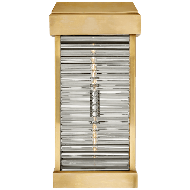 Dunmore Large Curved Glass Louver Sconce, a premium Wall light by Visual Comfort & Co. Close - up image of its design.
