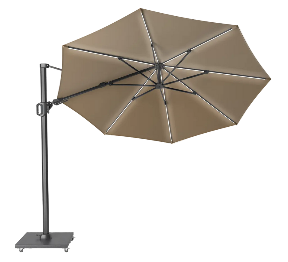 Challenger T2 Glow Free-arm Parasol Ø350 and Base in-ground Concrete
