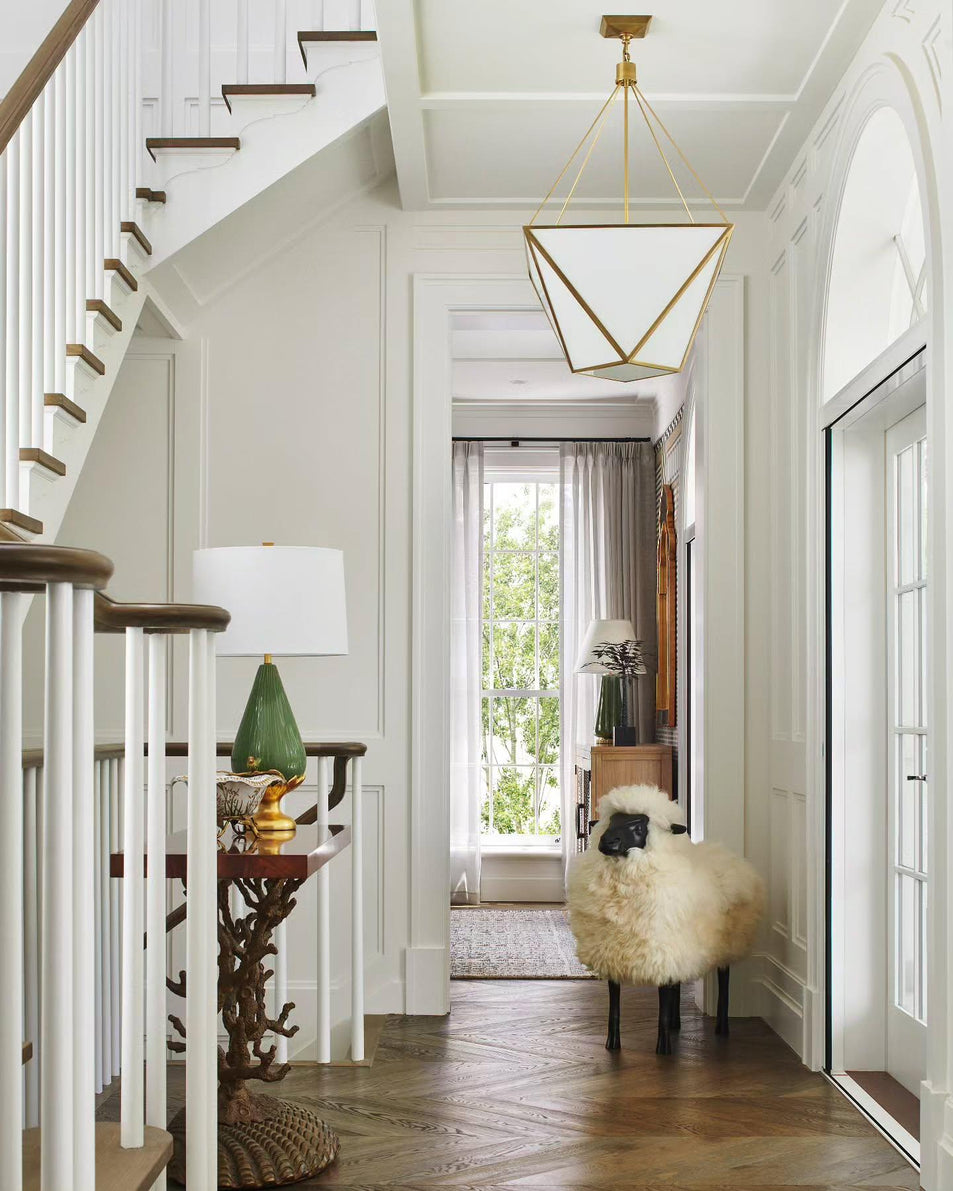 Lorino Large Lantern, a premium Lantern light by Visual Comfort & Co. Close - up image of its design.