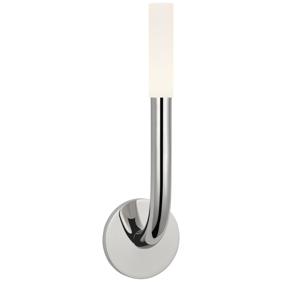 Rousseau 15" Single Sconce in Polished Nickel with Etched Crystal