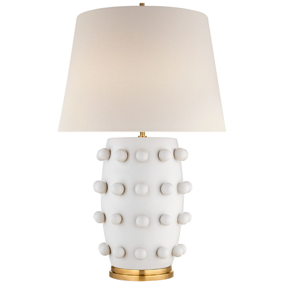 Linden Medium Cordless Table Lamp in Plaster White