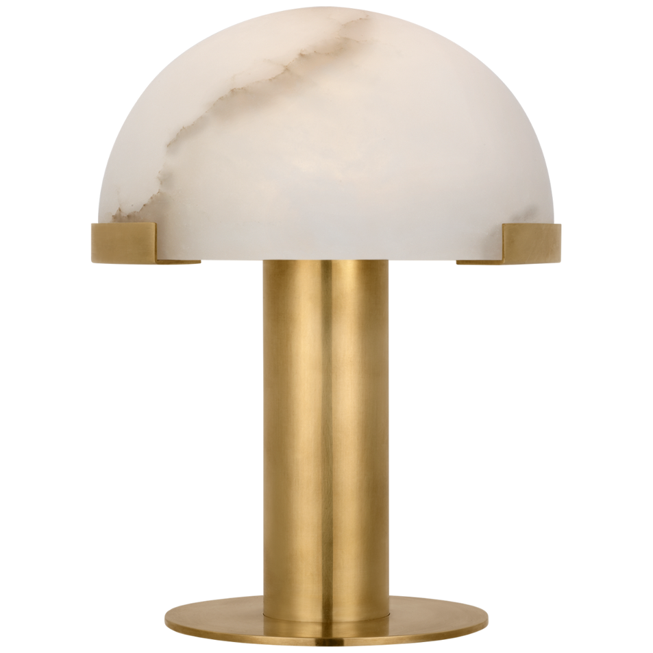 Melange 8" Rechargeable Accent Lamp in Antique-Burnished Brass with Alabaster