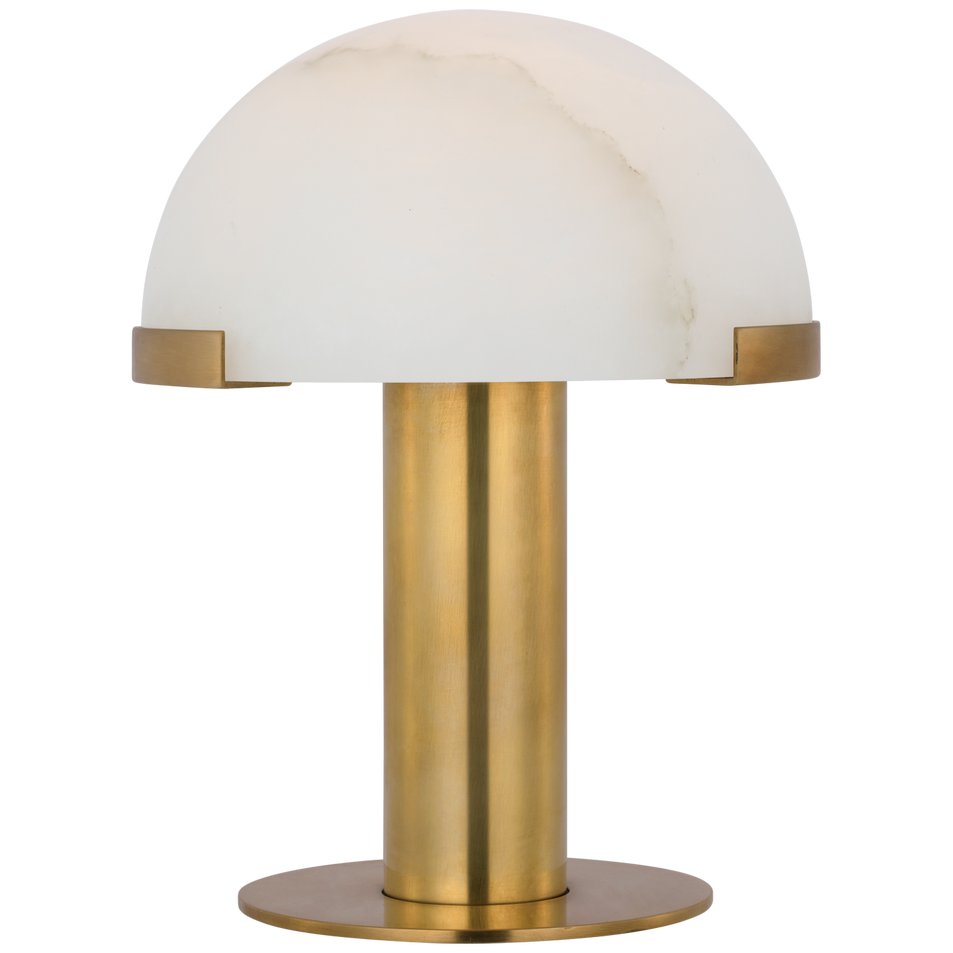 Melange 8" Rechargeable Accent Lamp in Antique-Burnished Brass with Alabaster