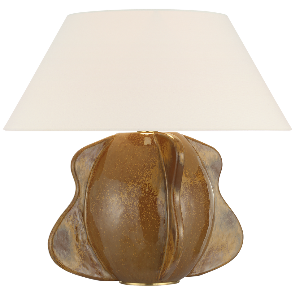 Delmar 22" Table Lamp in Molten Amber with Linen