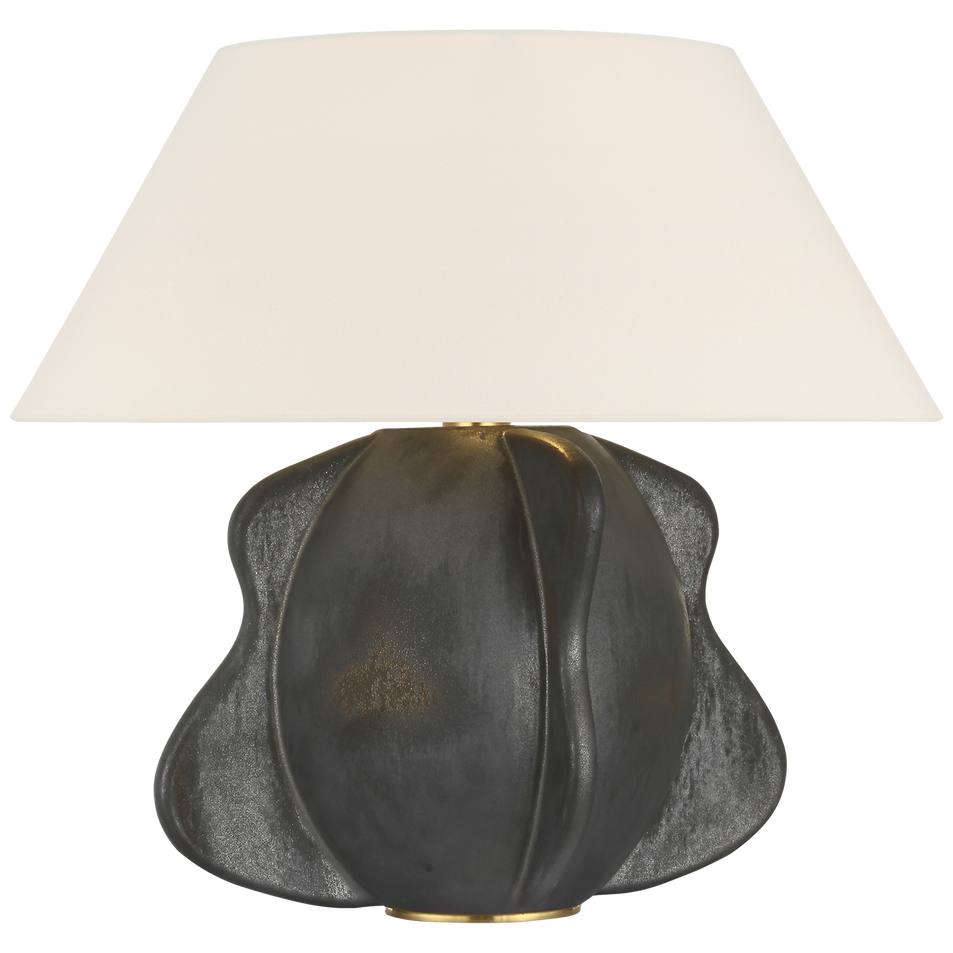 Delmar 22" Table Lamp in Stained Black Metallic with Linen