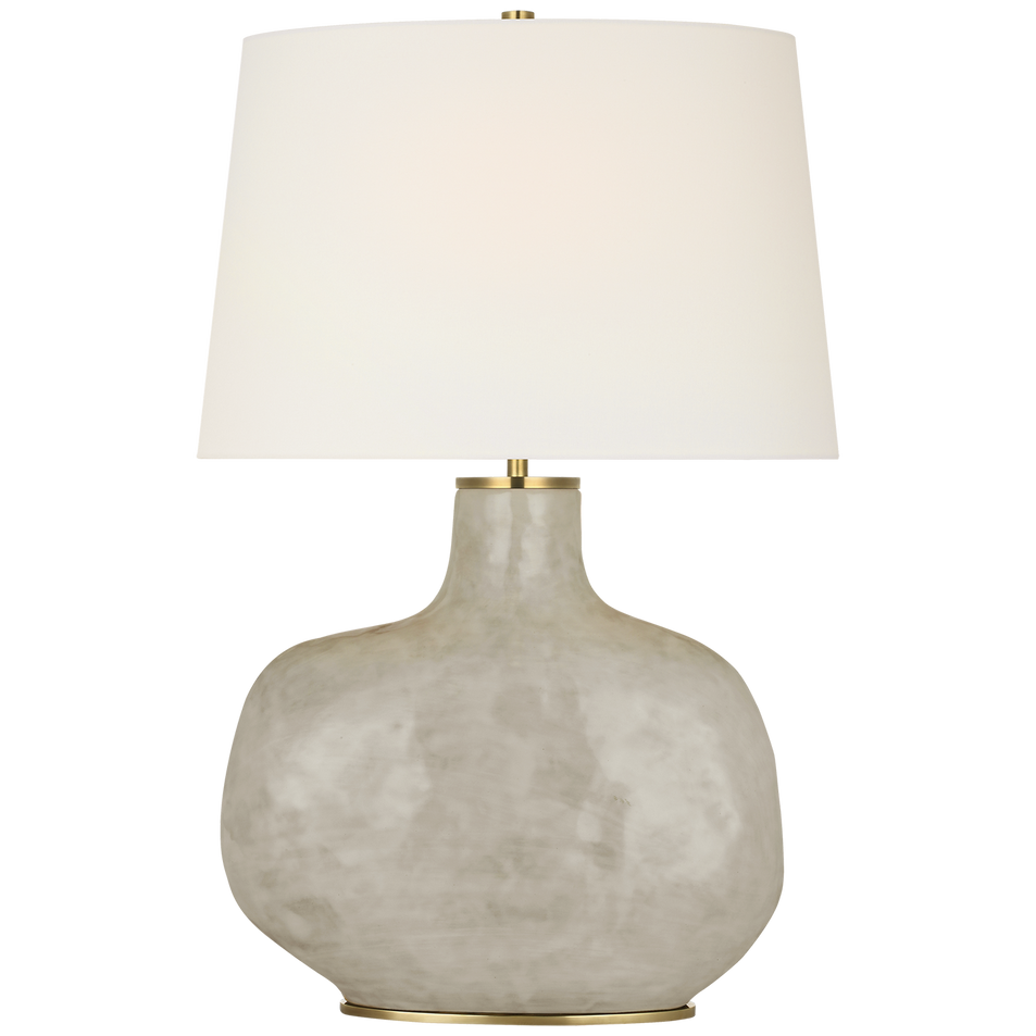 Beton Medium Table Lamp in Antiqued White with Linen