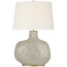 Beton Medium Table Lamp in Antiqued White with Linen