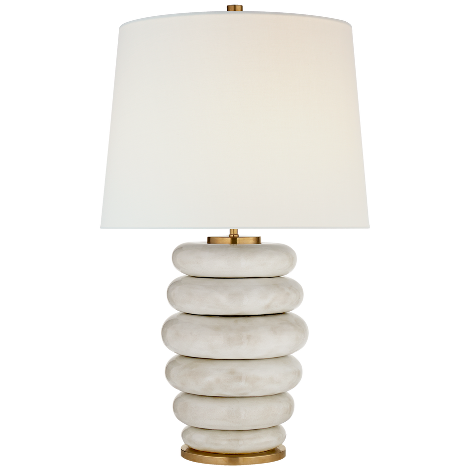Phoebe Cordless Stacked Table Lamp in Antique White Ceramic